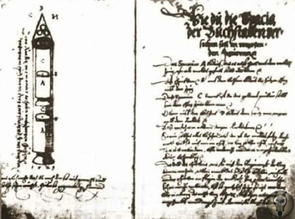 Рукопись XVI века, с изображениями оружия, ракет и других летательных аппаратов На самом деле, подобных записей, рукописей и других письменных источников, а также изображений, находили не мало,