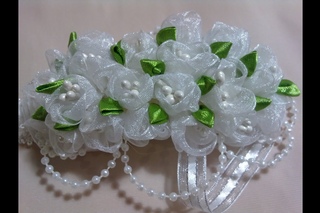 Нежная летняя повязка “Поленька“ / Цветок канзаши kanzashi flowers -