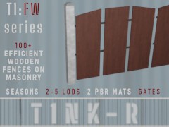T1:FW:LME+PL+BR+GS: Brown planks on lime support (wooden fence) with gate at the start