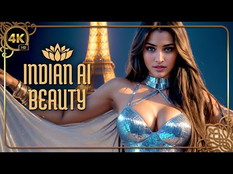 4 K Indian AI Lookbook Model: Beauties visiting the Eiffel Tower in