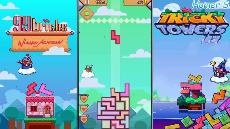 99 Bricks Wizard Academy Tricky Towers. Fun game tetris Puzzle (