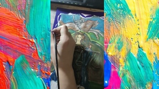 The process of creation  Gouache work , A4 / Card 8 Arcana Tarot Visconti Sforza Justice