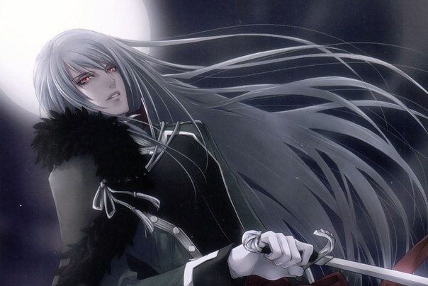 White hair red eyes anime guy