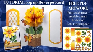 🌼 🦋 TUTORIAL How to make a pop up flowerpot card butterflies 🆓️ PDF artwork #flowers #cardmaking