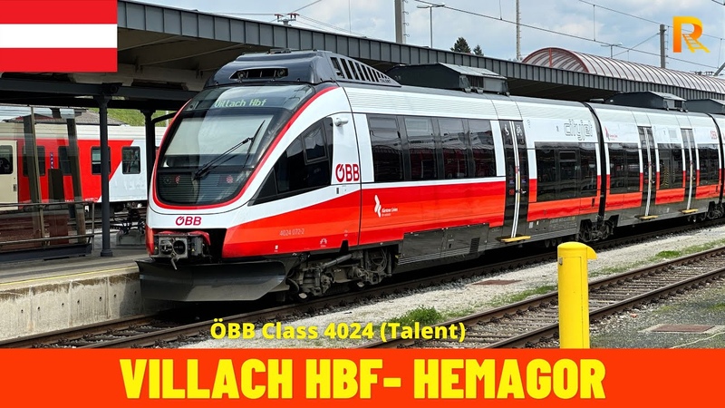 Cab ride Villach Hemagor (Ö BB S Bahn Kärnten, Austria) train drivers view in 4
