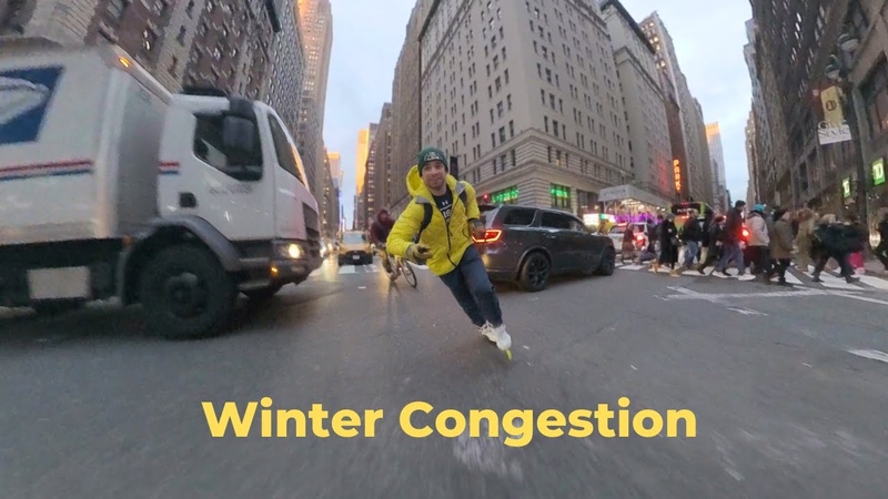 Windy Winter Skating, Battling Crowded Streets on