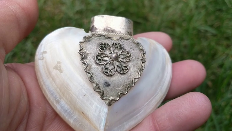 Antique Mother Of Pearl Snuff Bottle w, Metal Filigree