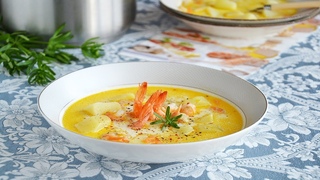 Сырный суп с креветками