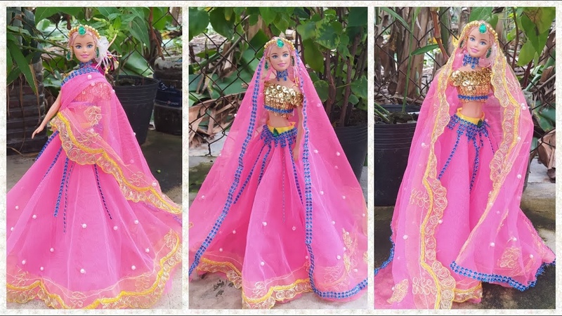 CA CH MAY ĐỒ Ấ N ĐỘ CHO BÚ P BÊ BARBIE HOW TO INDIAN LEHENGA PINK COLOR