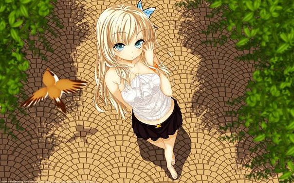 Blonde young anime outdoor